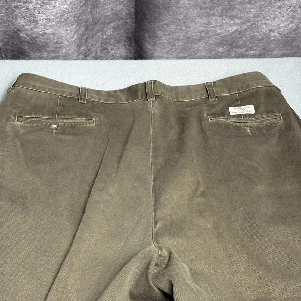 Polo Ralph Lauren Andrew Pant Mens 40x30 Brown Cotton Pleated Chino Trousers